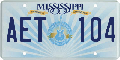 MS license plate AET104