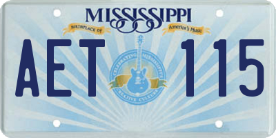 MS license plate AET115