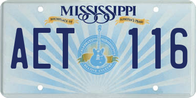 MS license plate AET116