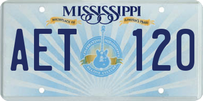 MS license plate AET120