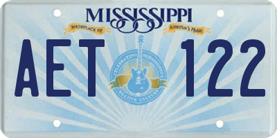 MS license plate AET122