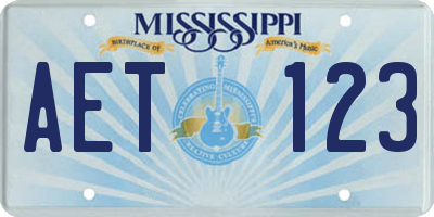 MS license plate AET123