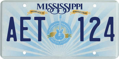 MS license plate AET124