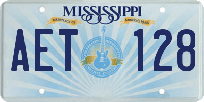 MS license plate AET128