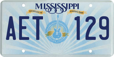 MS license plate AET129