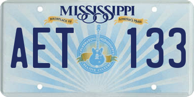 MS license plate AET133