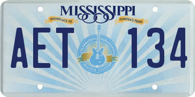 MS license plate AET134