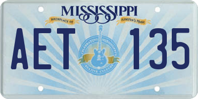 MS license plate AET135