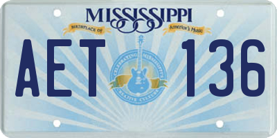 MS license plate AET136