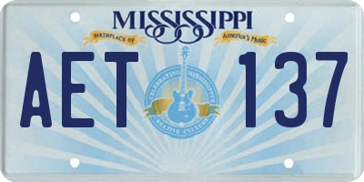 MS license plate AET137