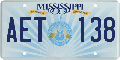 MS license plate AET138