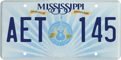 MS license plate AET145