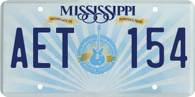 MS license plate AET154
