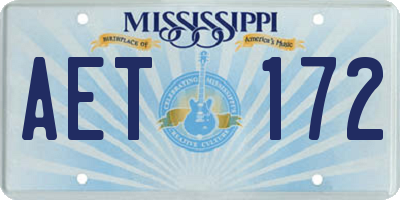 MS license plate AET172