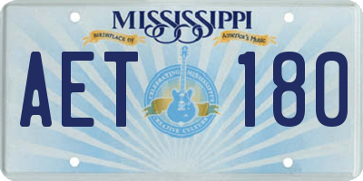 MS license plate AET180