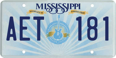 MS license plate AET181