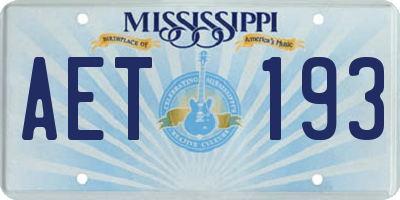 MS license plate AET193