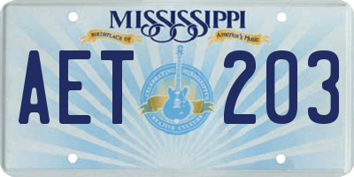 MS license plate AET203