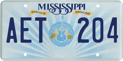 MS license plate AET204