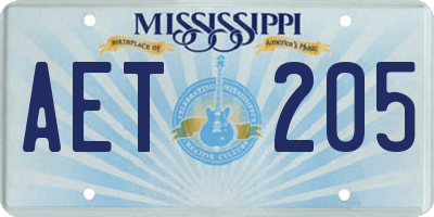 MS license plate AET205