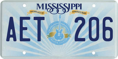 MS license plate AET206