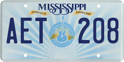 MS license plate AET208
