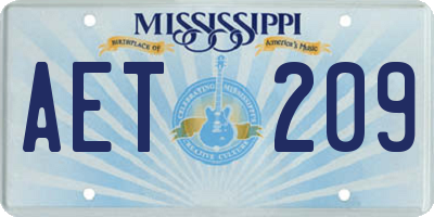 MS license plate AET209