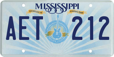 MS license plate AET212