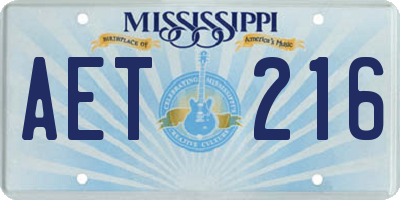 MS license plate AET216
