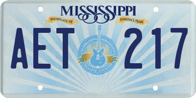 MS license plate AET217