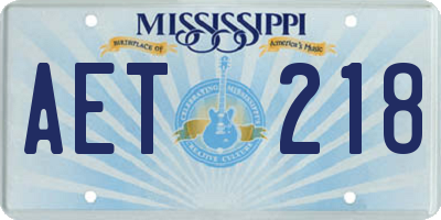 MS license plate AET218