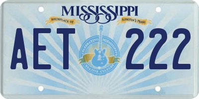 MS license plate AET222