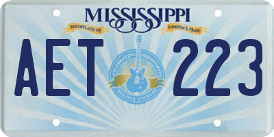 MS license plate AET223