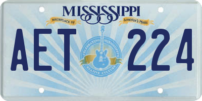 MS license plate AET224