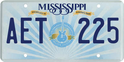MS license plate AET225