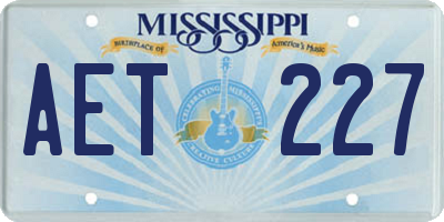 MS license plate AET227