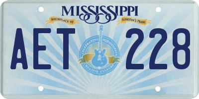 MS license plate AET228