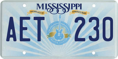 MS license plate AET230