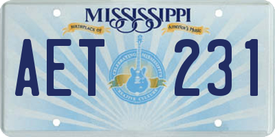 MS license plate AET231