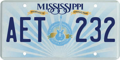 MS license plate AET232