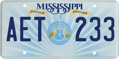 MS license plate AET233