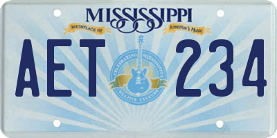 MS license plate AET234