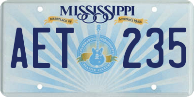 MS license plate AET235