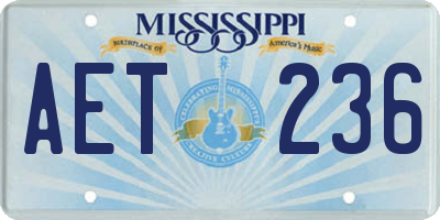 MS license plate AET236
