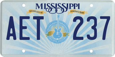 MS license plate AET237