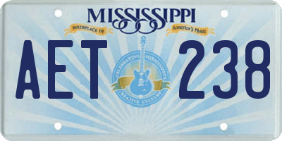 MS license plate AET238
