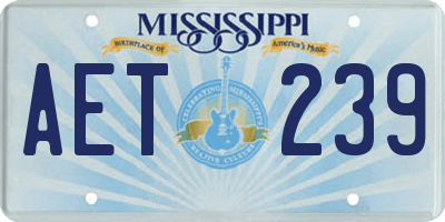 MS license plate AET239