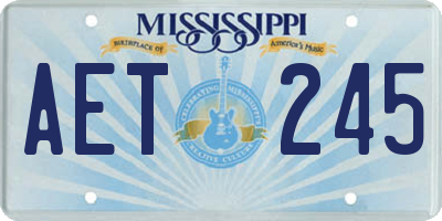 MS license plate AET245