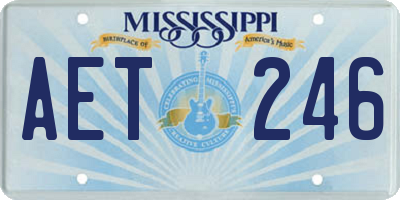 MS license plate AET246