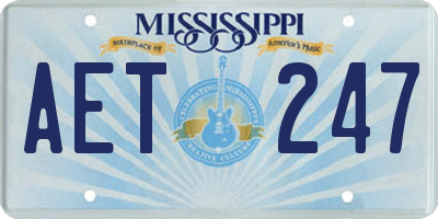 MS license plate AET247